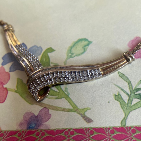 Vintage 14k gf/Sterling Natural .34ctw Diamond Cluster 18” Ladies Necklace. Nice - Picture 6 of 12